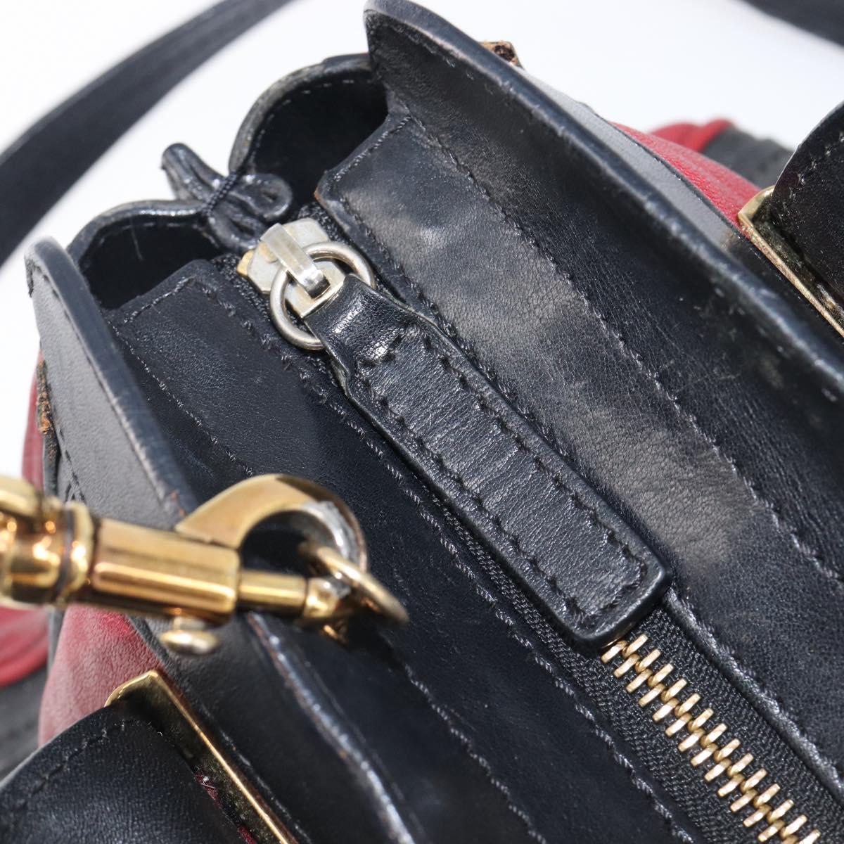 Chloe Alice Hand Bag Leather 2way Red Gold Tone Auth ka6070
