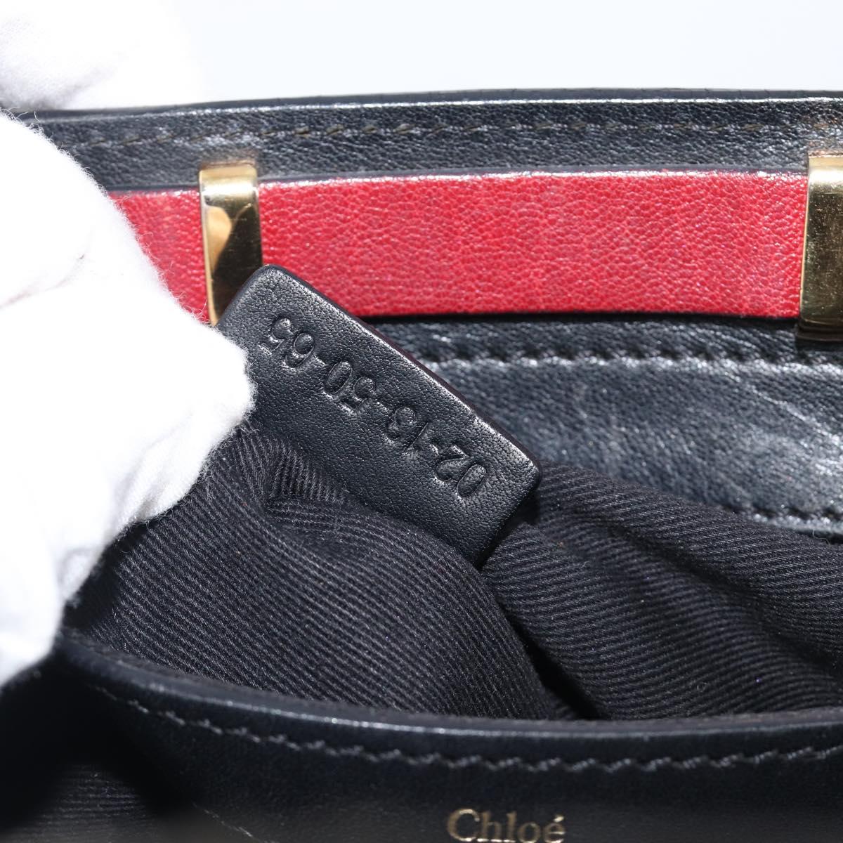 Chloe Alice Hand Bag Leather 2way Red Gold Tone Auth ka6070