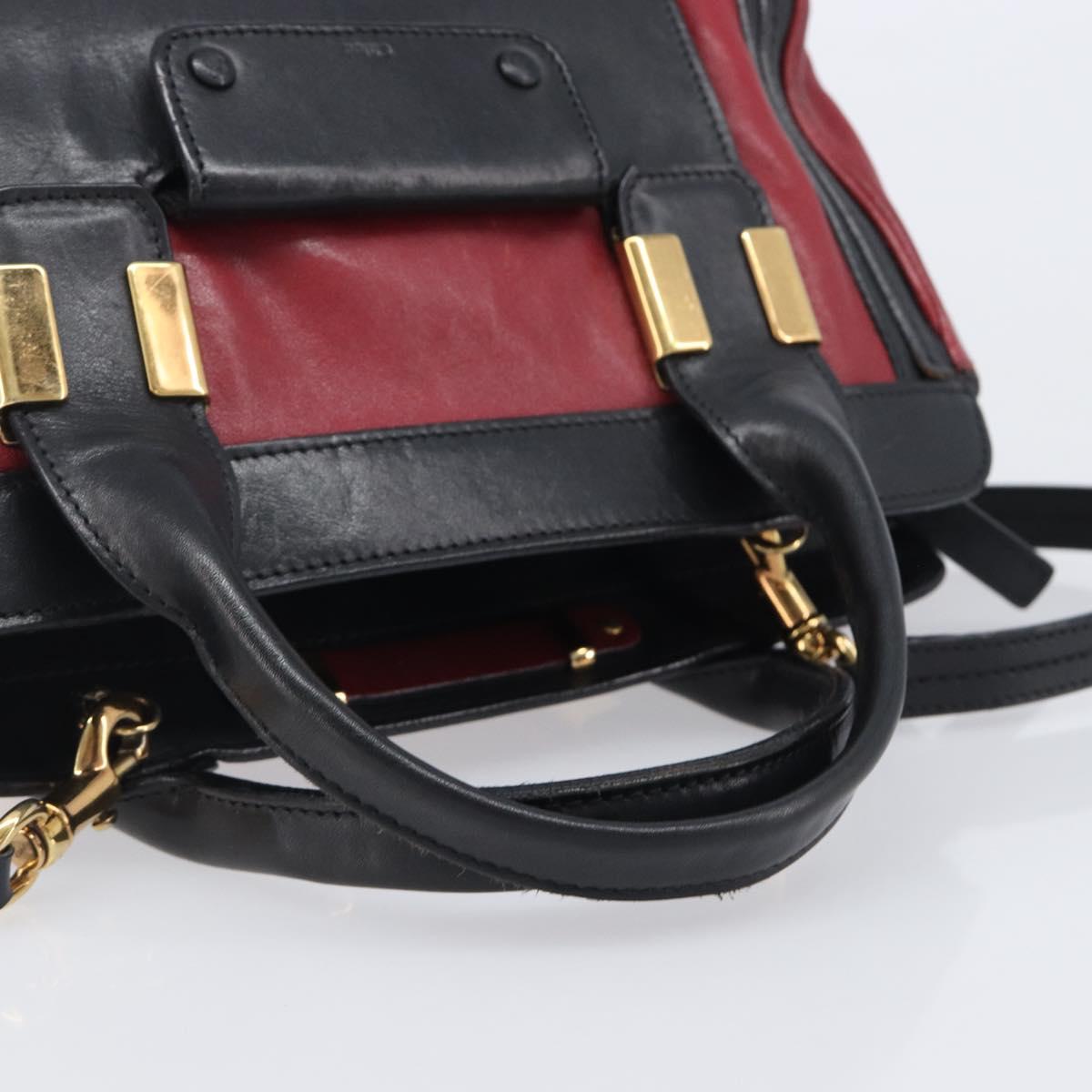 Chloe Alice Hand Bag Leather 2way Red Gold Tone Auth ka6070