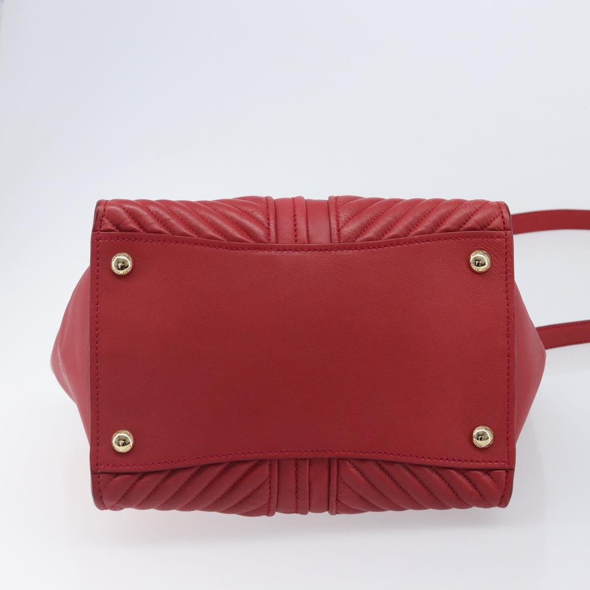 Miu Miu Tote Bag Leather 2way Red Gold Tone Auth ka6072A