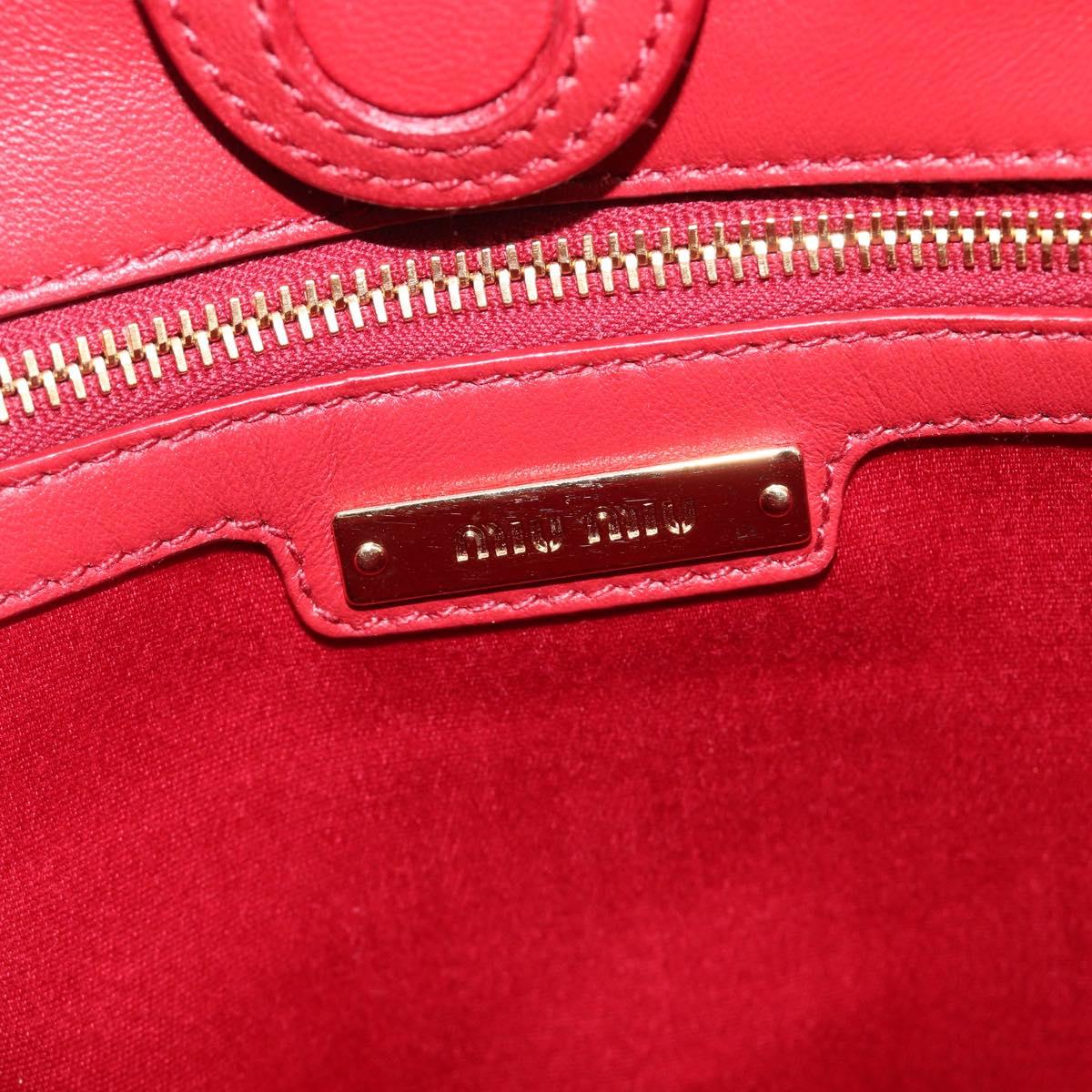Miu Miu Tote Bag Leather 2way Red Gold Tone Auth ka6072A