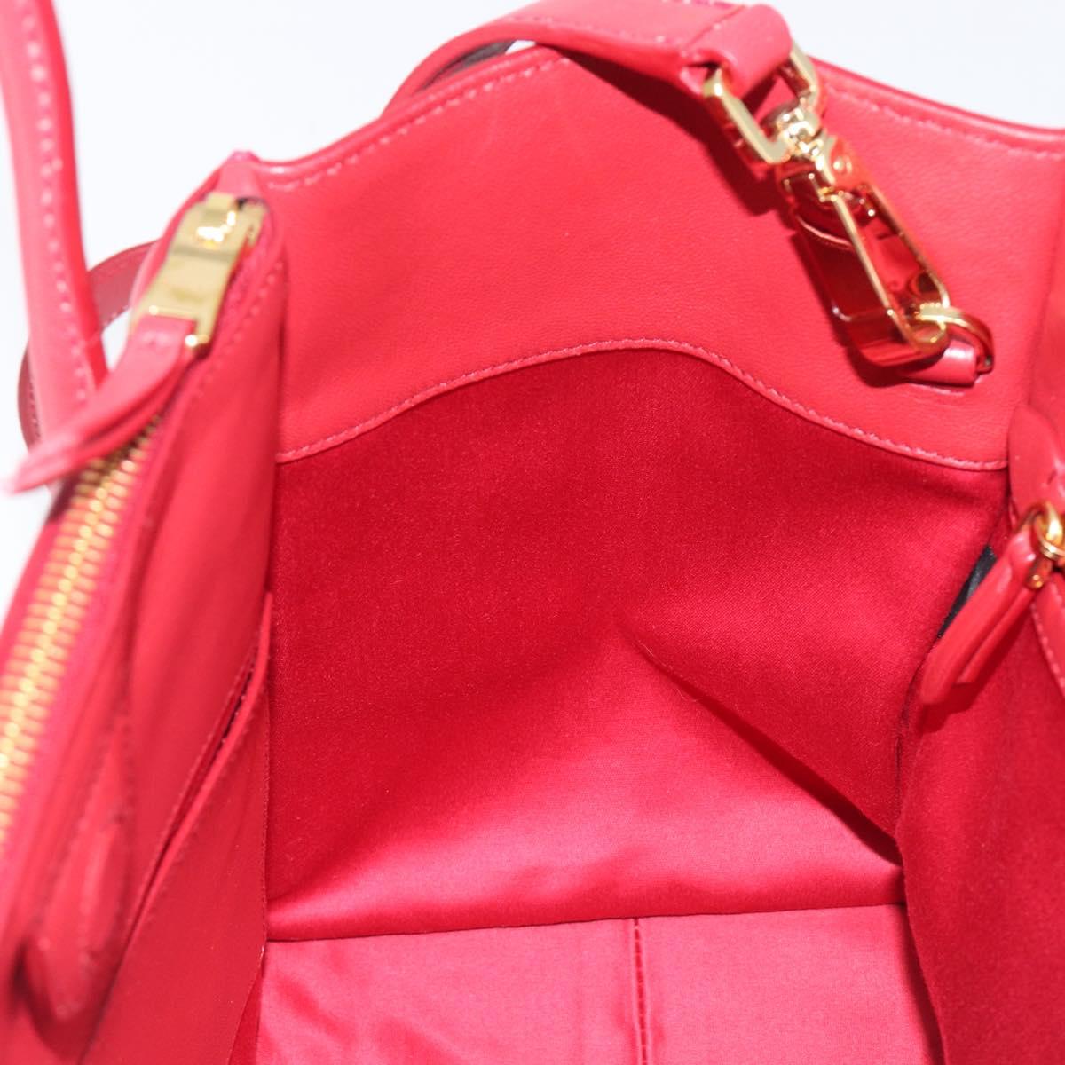Miu Miu Tote Bag Leather 2way Red Gold Tone Auth ka6072A