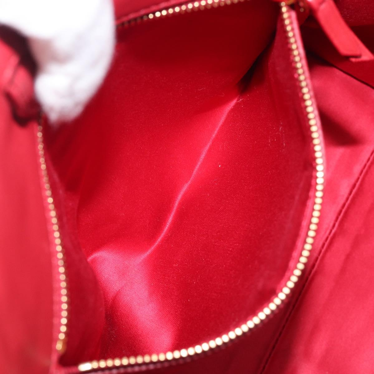 Miu Miu Tote Bag Leather 2way Red Gold Tone Auth ka6072A