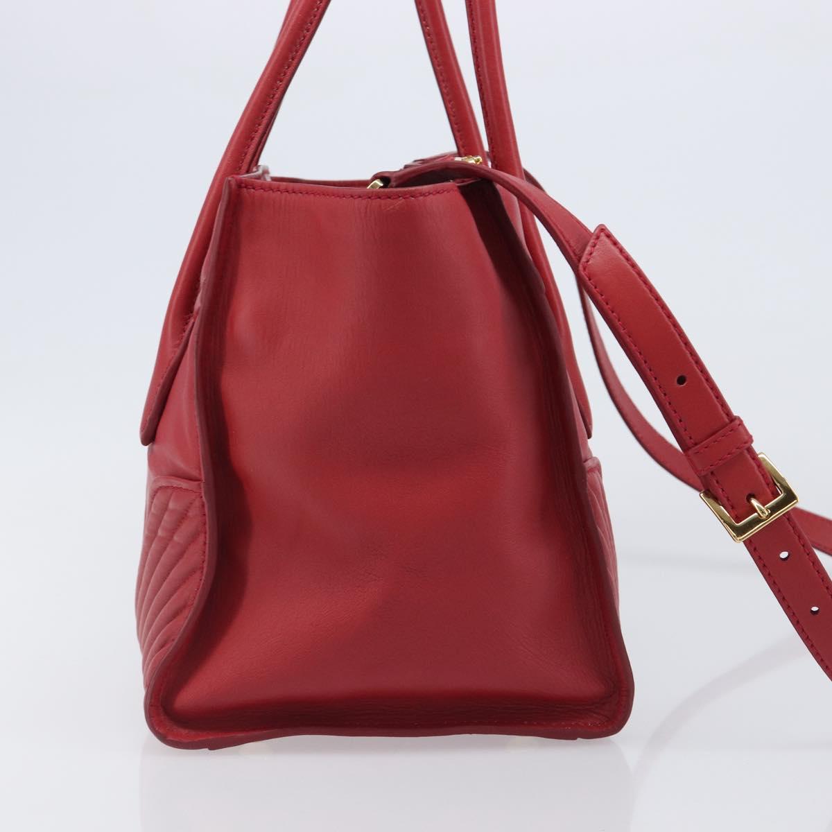 Miu Miu Tote Bag Leather 2way Red Gold Tone Auth ka6072A
