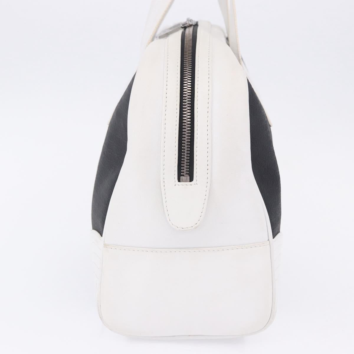 LOEWE Anagram Hand Bag PVC Leather Black White Auth ka6073