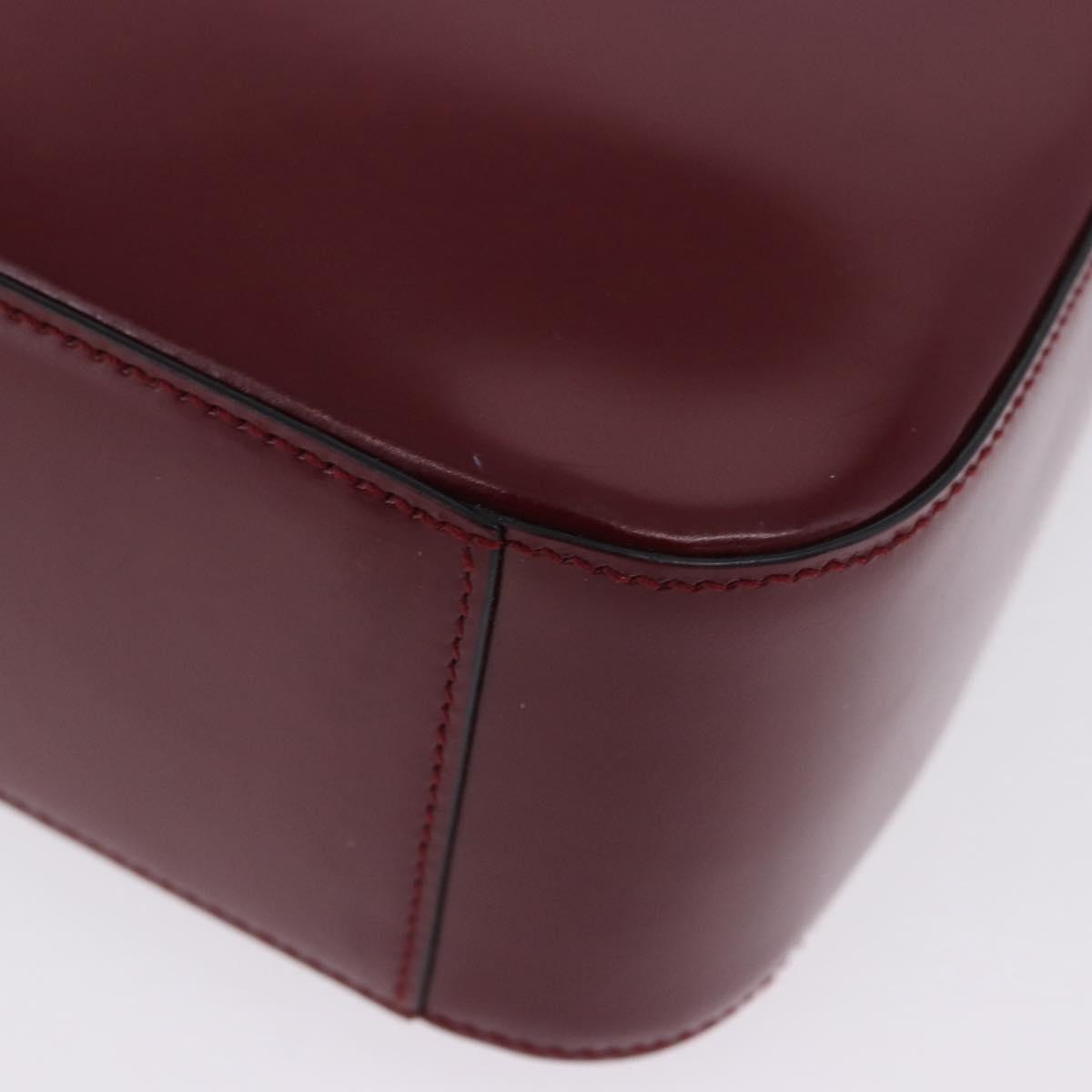 CELINE Shoulder Bag Leather Bordeaux Gold Tone Auth ka6074
