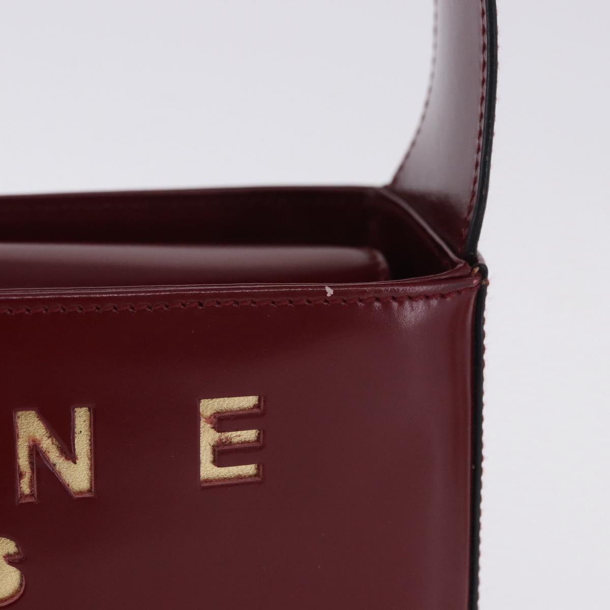 CELINE Shoulder Bag Leather Bordeaux Gold Tone Auth ka6074