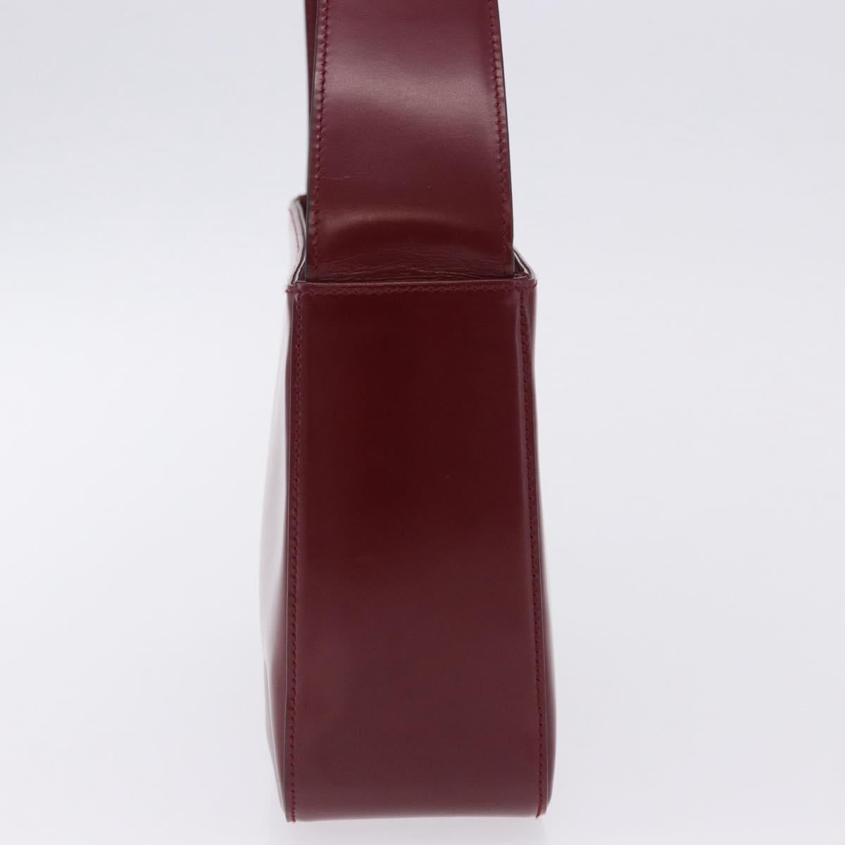 CELINE Shoulder Bag Leather Bordeaux Gold Tone Auth ka6074
