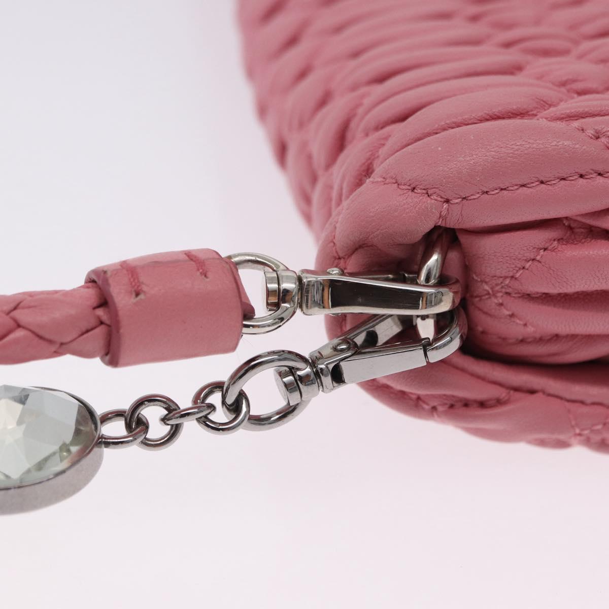Miu Miu Matelasse Shoulder Bag Leather 2way Pink Silver Auth ka6075M