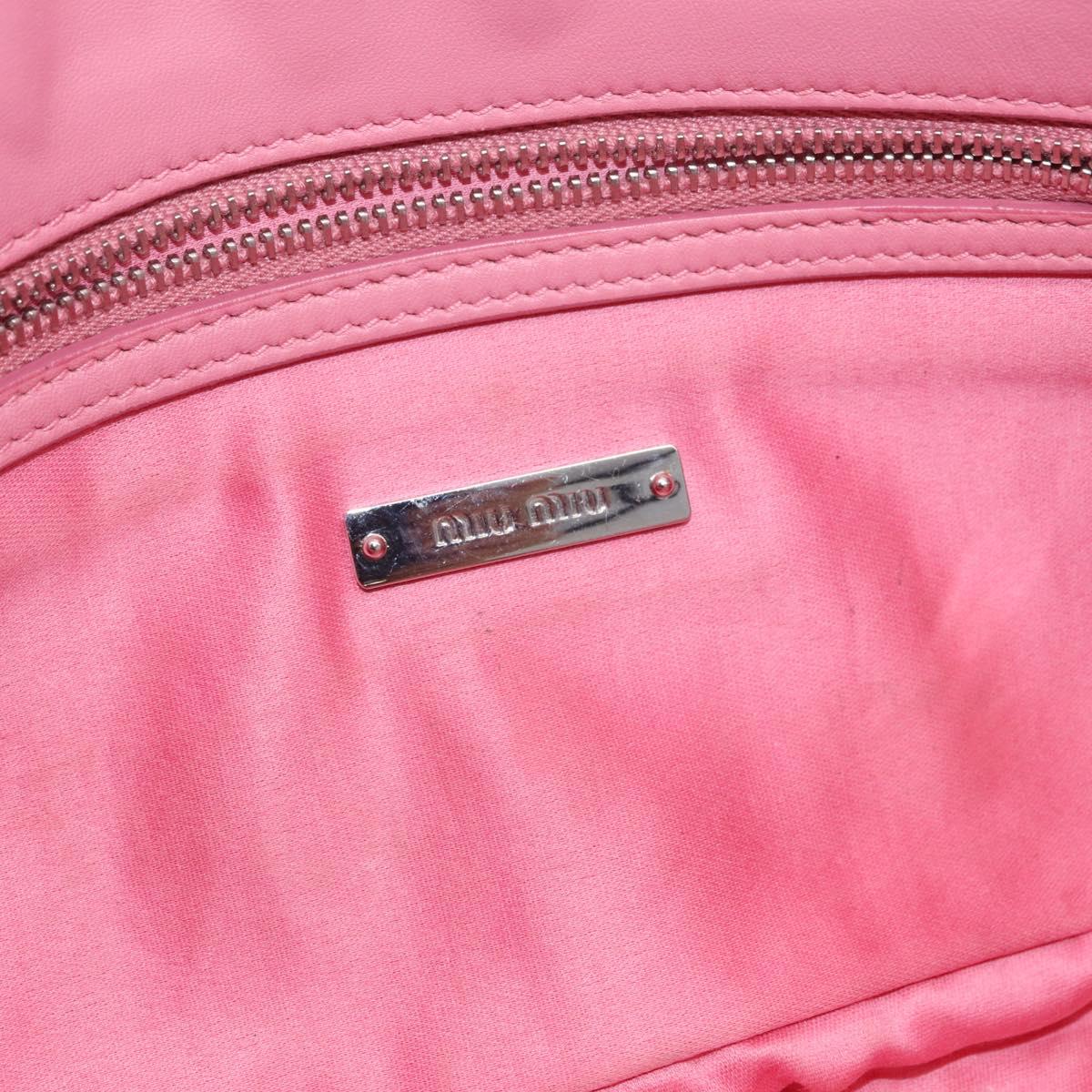 Miu Miu Matelasse Shoulder Bag Leather 2way Pink Silver Auth ka6075M