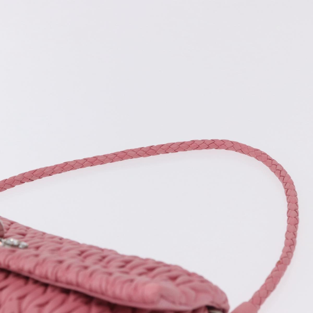 Miu Miu Matelasse Shoulder Bag Leather 2way Pink Silver Auth ka6075M