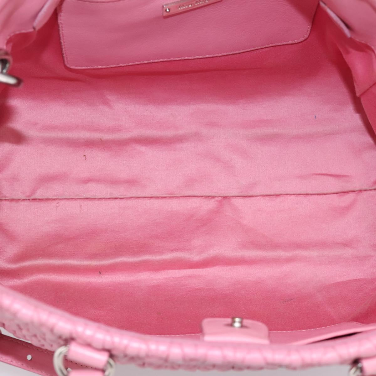Miu Miu Matelasse Hand Bag Leather Pink Silver Auth ka6078A