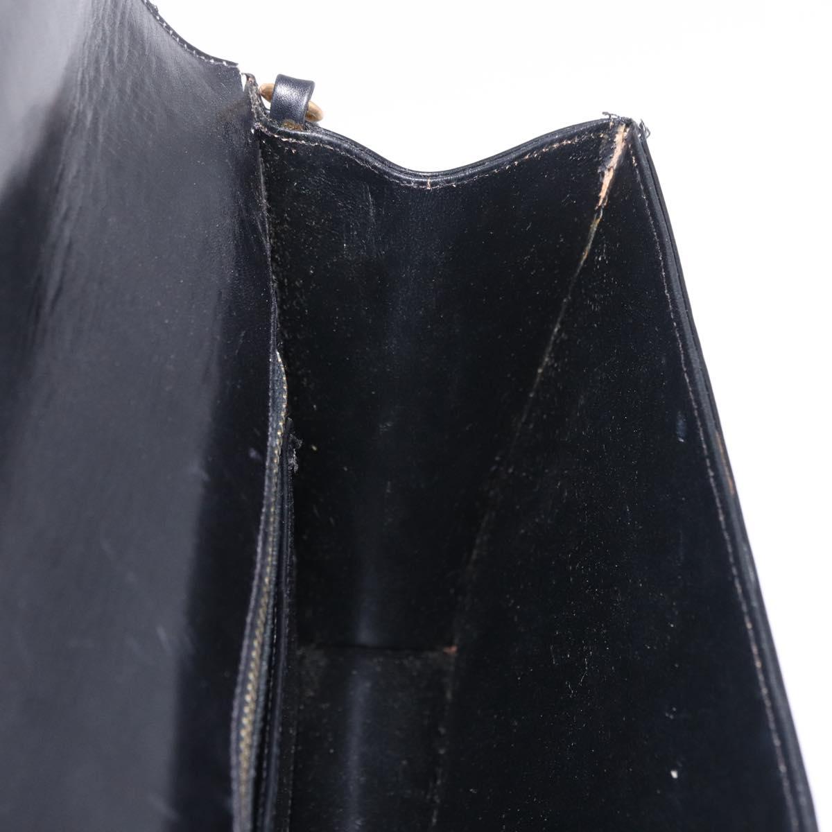 Salvatore Ferragamo Shoulder Bag Leather Black Gold Tone Auth ka6079