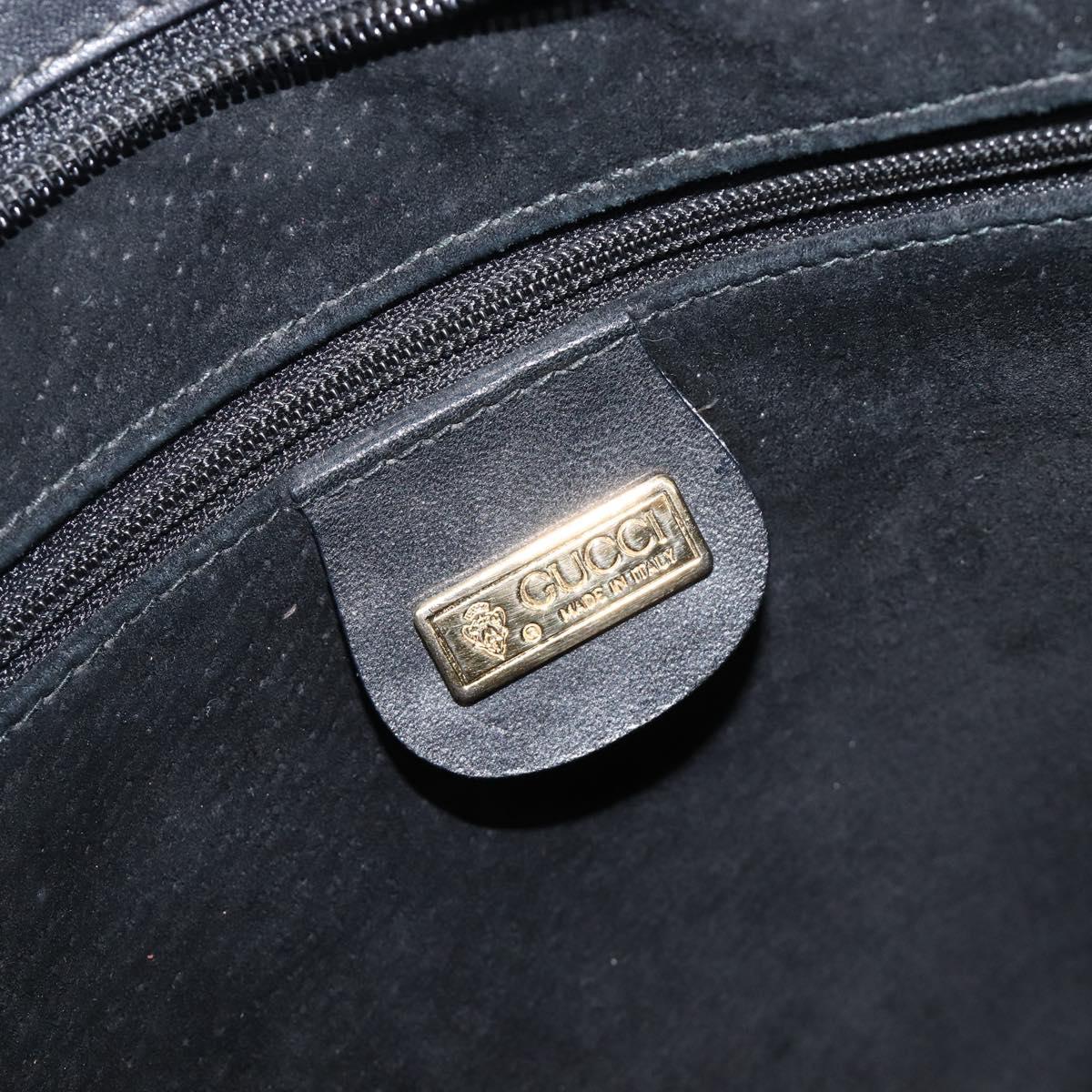 GUCCI Tote Bag Leather Black Gold Tone 001 113 1014 Auth ka6083