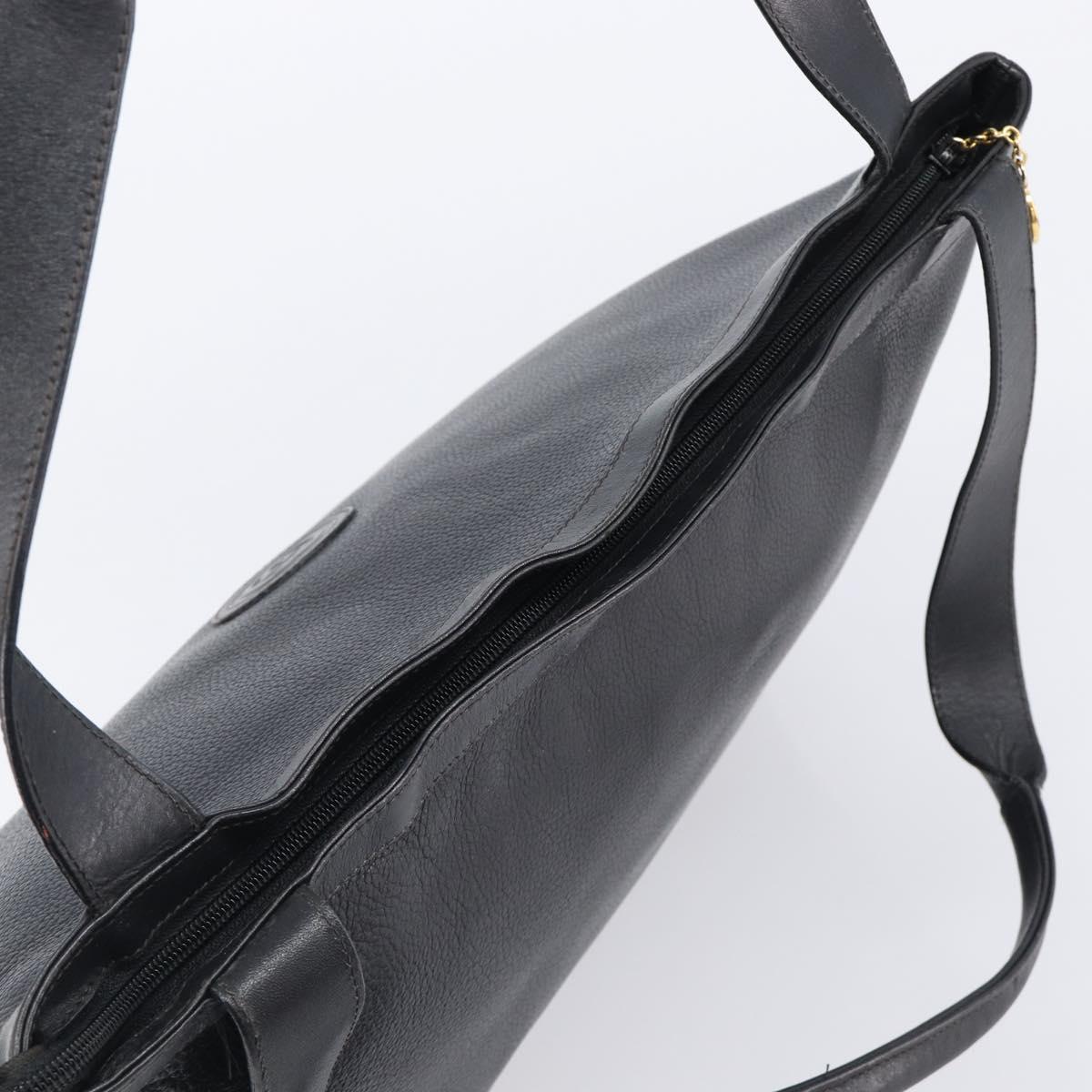 GUCCI Tote Bag Leather Black Gold Tone 001 113 1014 Auth ka6083