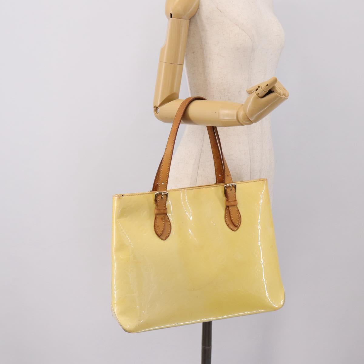 LOUIS VUITTON Monogram Vernis Brentwood Tote Bag Perle M91512 LV Auth ka6084