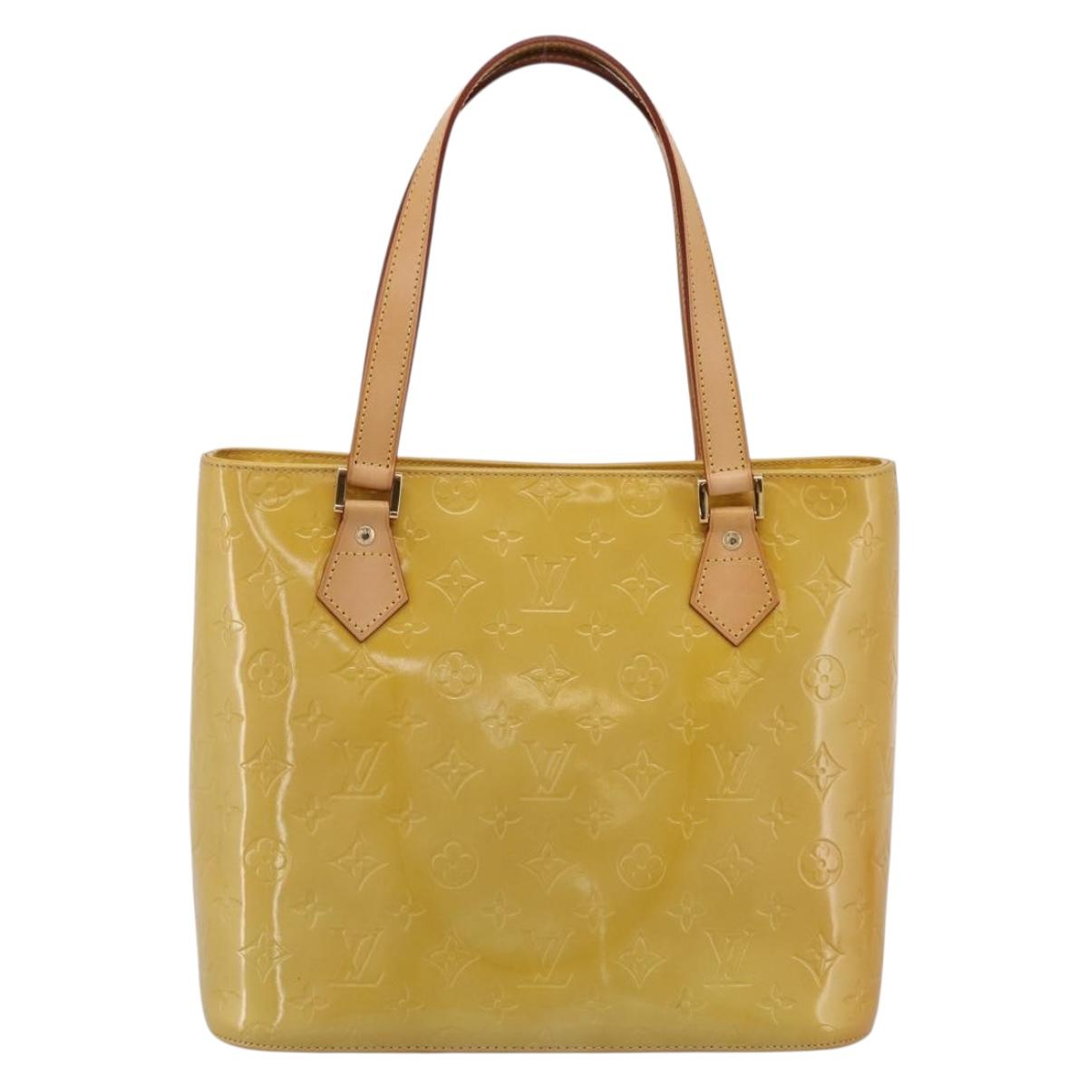 LOUIS VUITTON Monogram Vernis Houston Hand Bag Beige M91004 LV Auth ka6085A