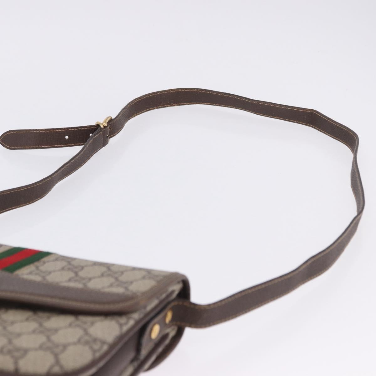 GUCCI GG Supreme Web Sherry Line Shoulder Bag PVC Beige 001 113 6862 Auth ka6092