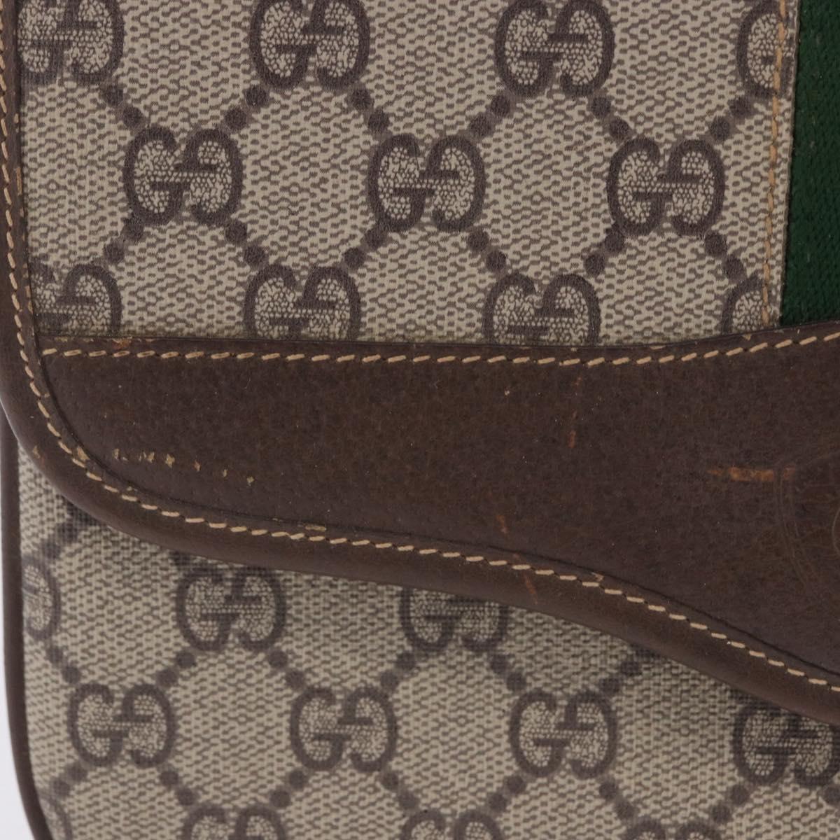 GUCCI GG Supreme Web Sherry Line Shoulder Bag PVC Beige 001 113 6862 Auth ka6092