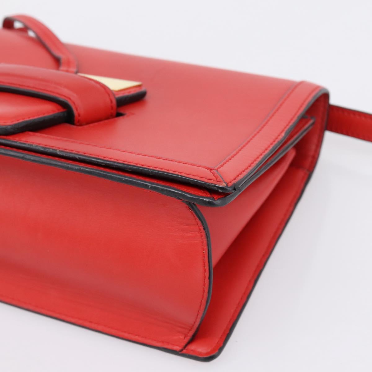 LOEWE Barcelona Shoulder Bag Leather Red Gold Tone Auth ka6094A