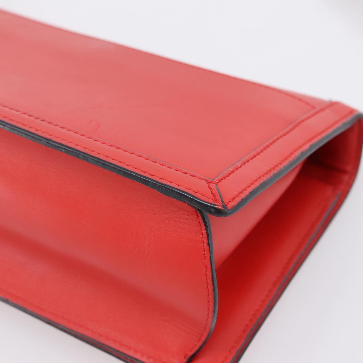LOEWE Barcelona Shoulder Bag Leather Red Gold Tone Auth ka6094A