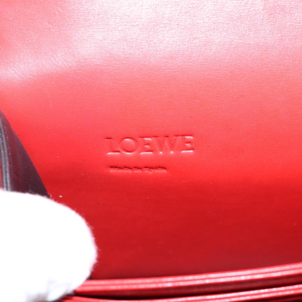 LOEWE Barcelona Shoulder Bag Leather Red Gold Tone Auth ka6094A