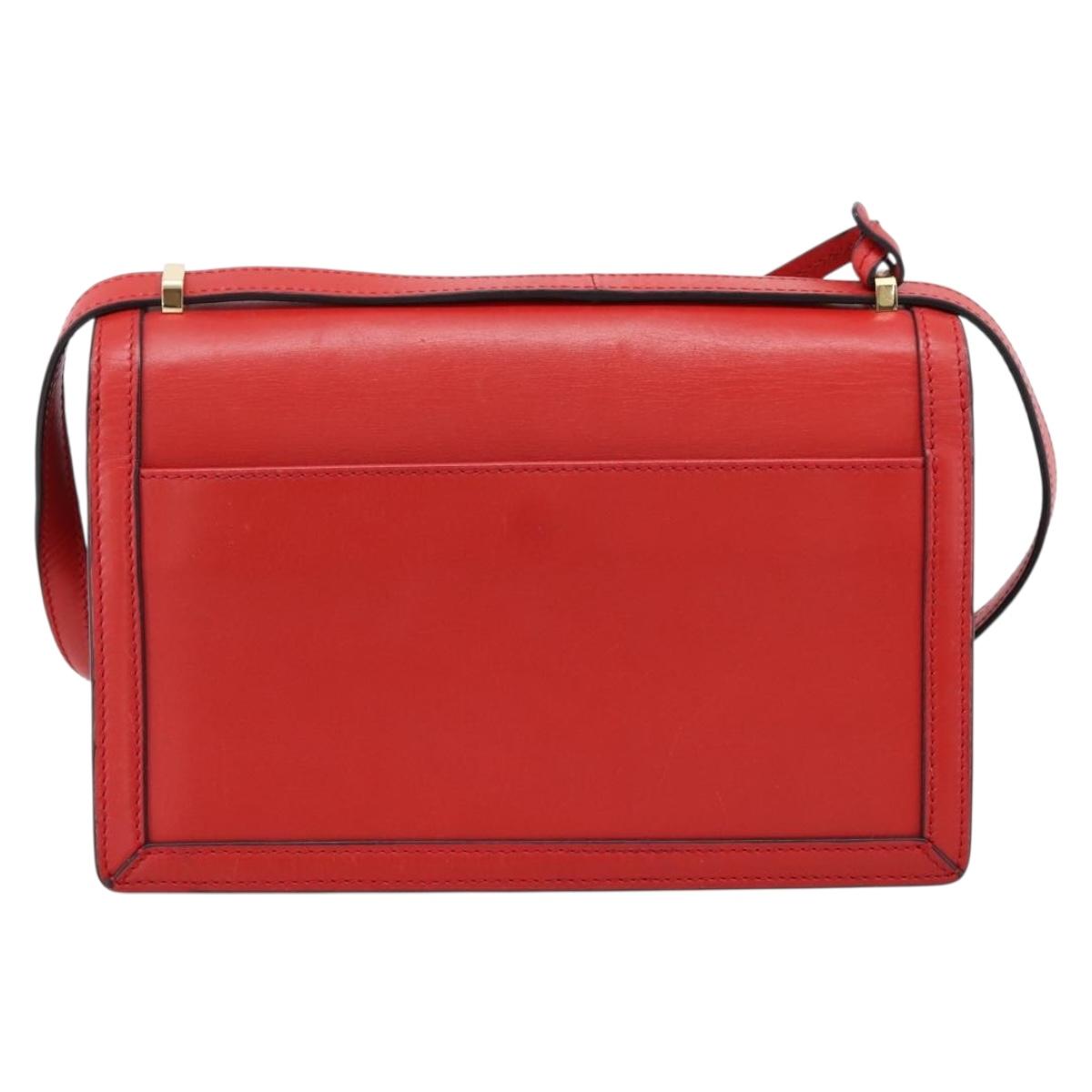 LOEWE Barcelona Shoulder Bag Leather Red Gold Tone Auth ka6094A