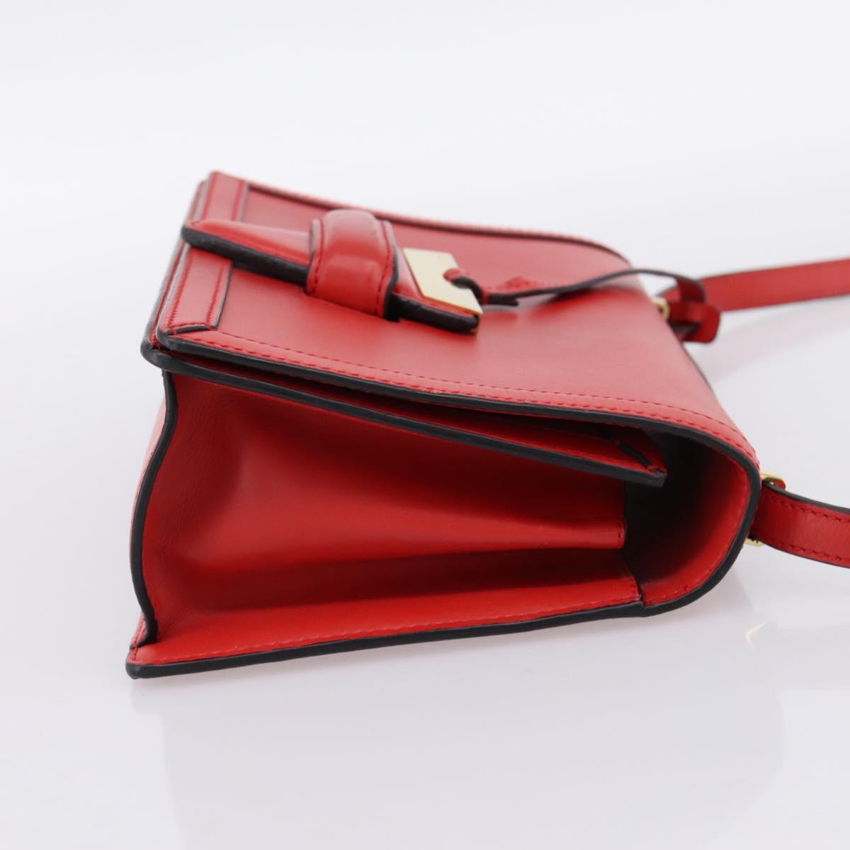LOEWE Barcelona Shoulder Bag Leather Red Gold Tone Auth ka6094A