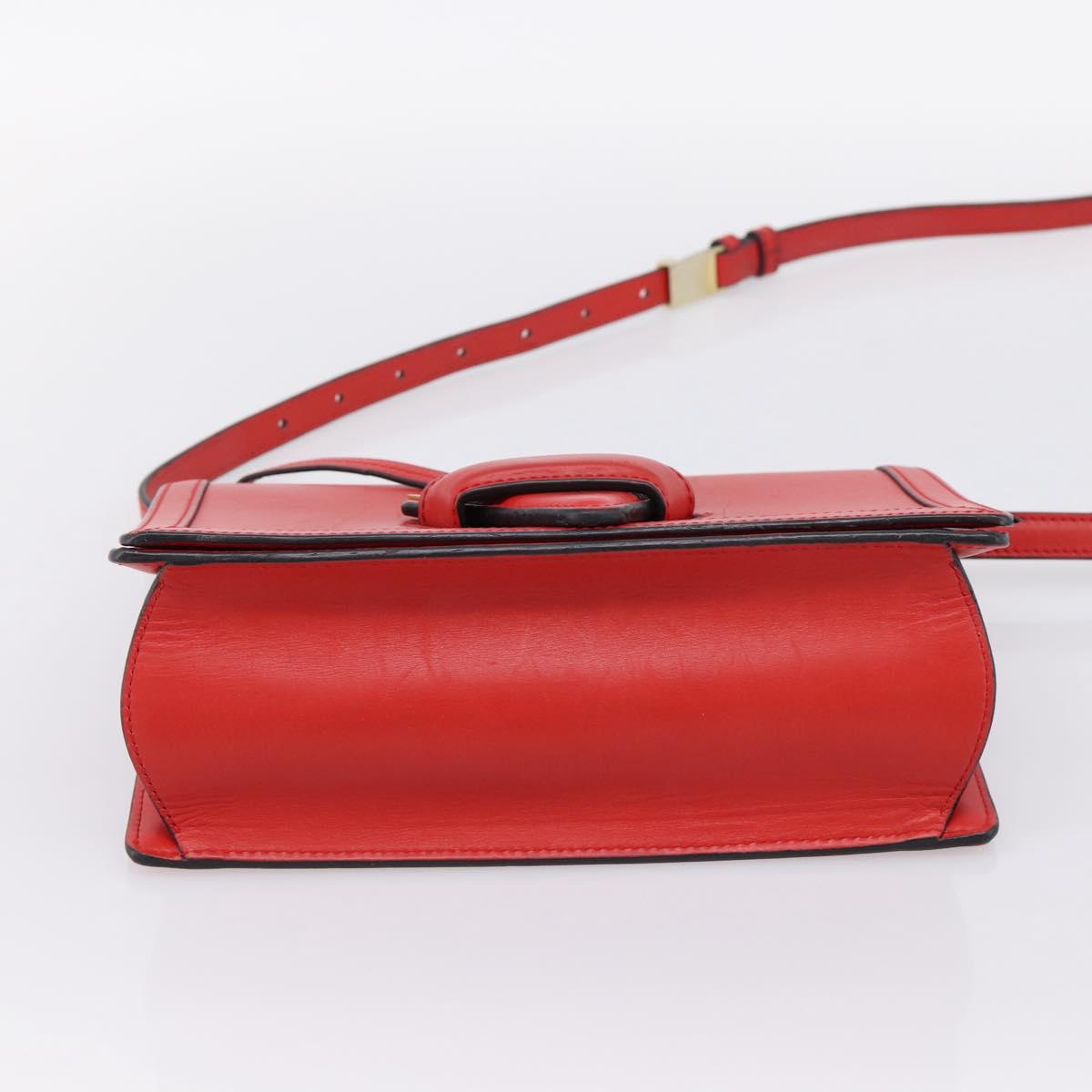 LOEWE Barcelona Shoulder Bag Leather Red Gold Tone Auth ka6094A