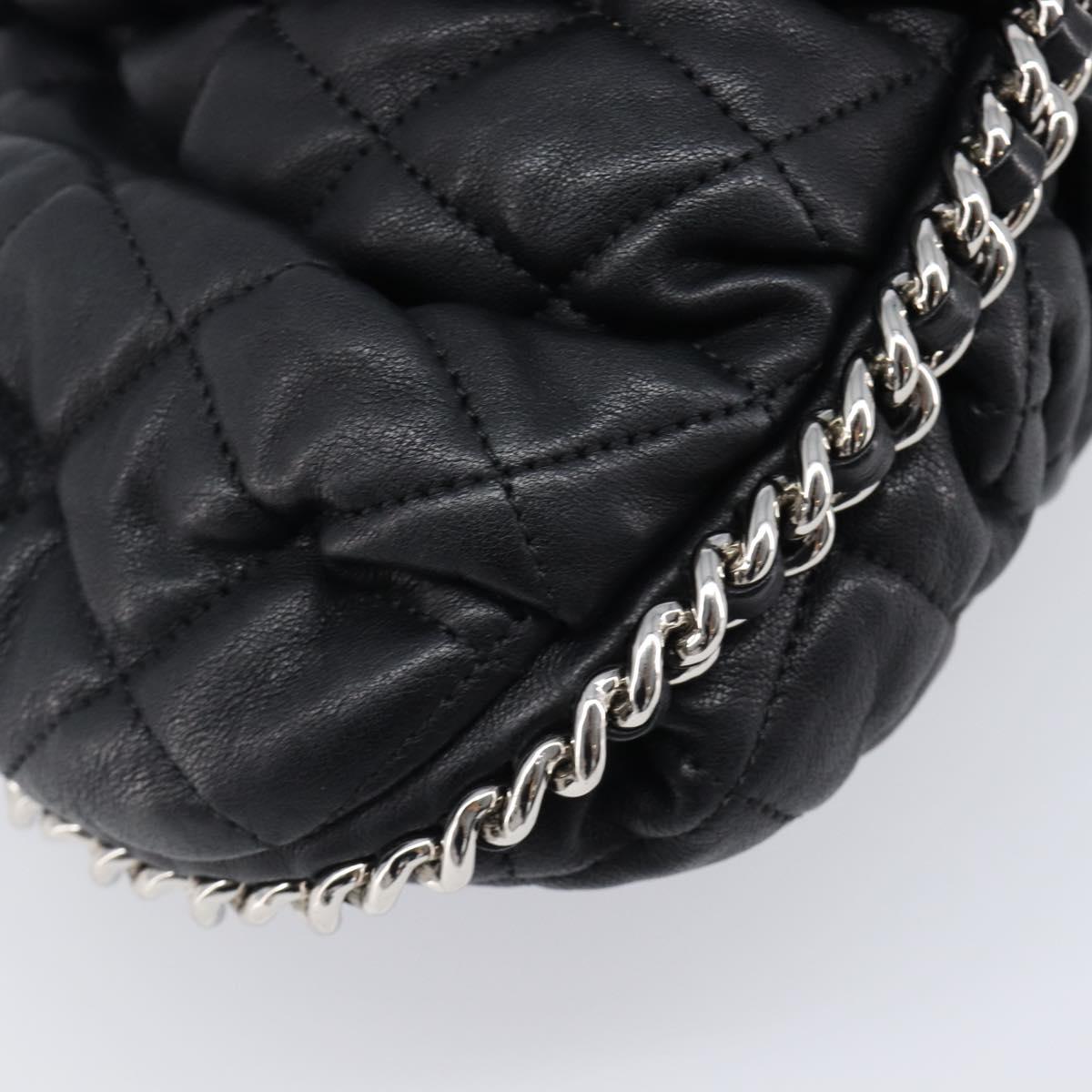 CHANEL Matelasse Chain Shoulder Bag Lamb Skin Black Silver CC Auth ka6097SAV
