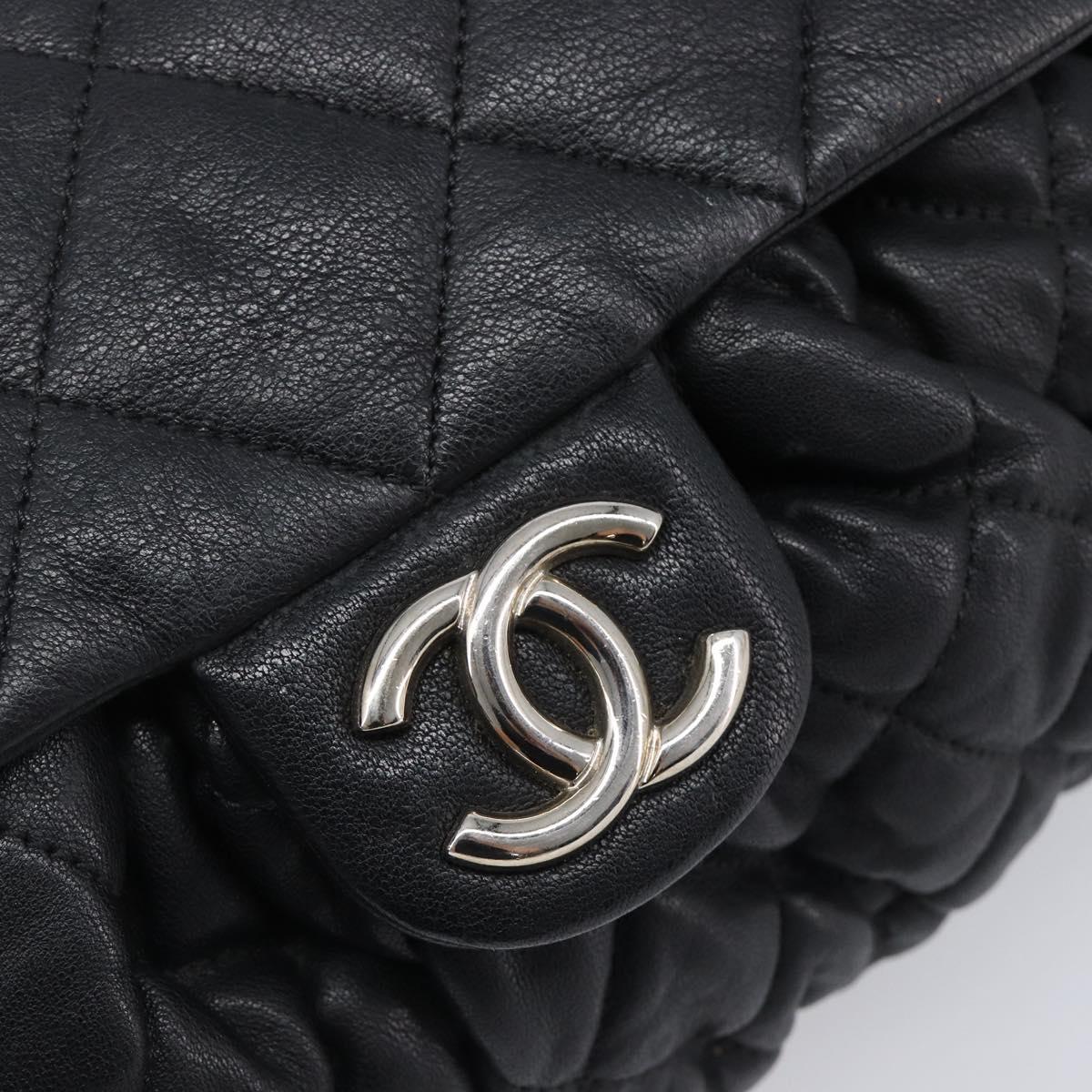 CHANEL Matelasse Chain Shoulder Bag Lamb Skin Black Silver CC Auth ka6097SAV