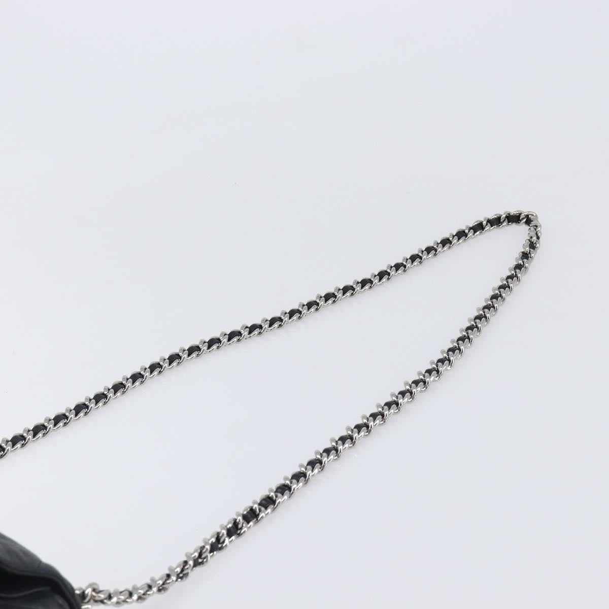 CHANEL Matelasse Chain Shoulder Bag Lamb Skin Black Silver CC Auth ka6097SAV