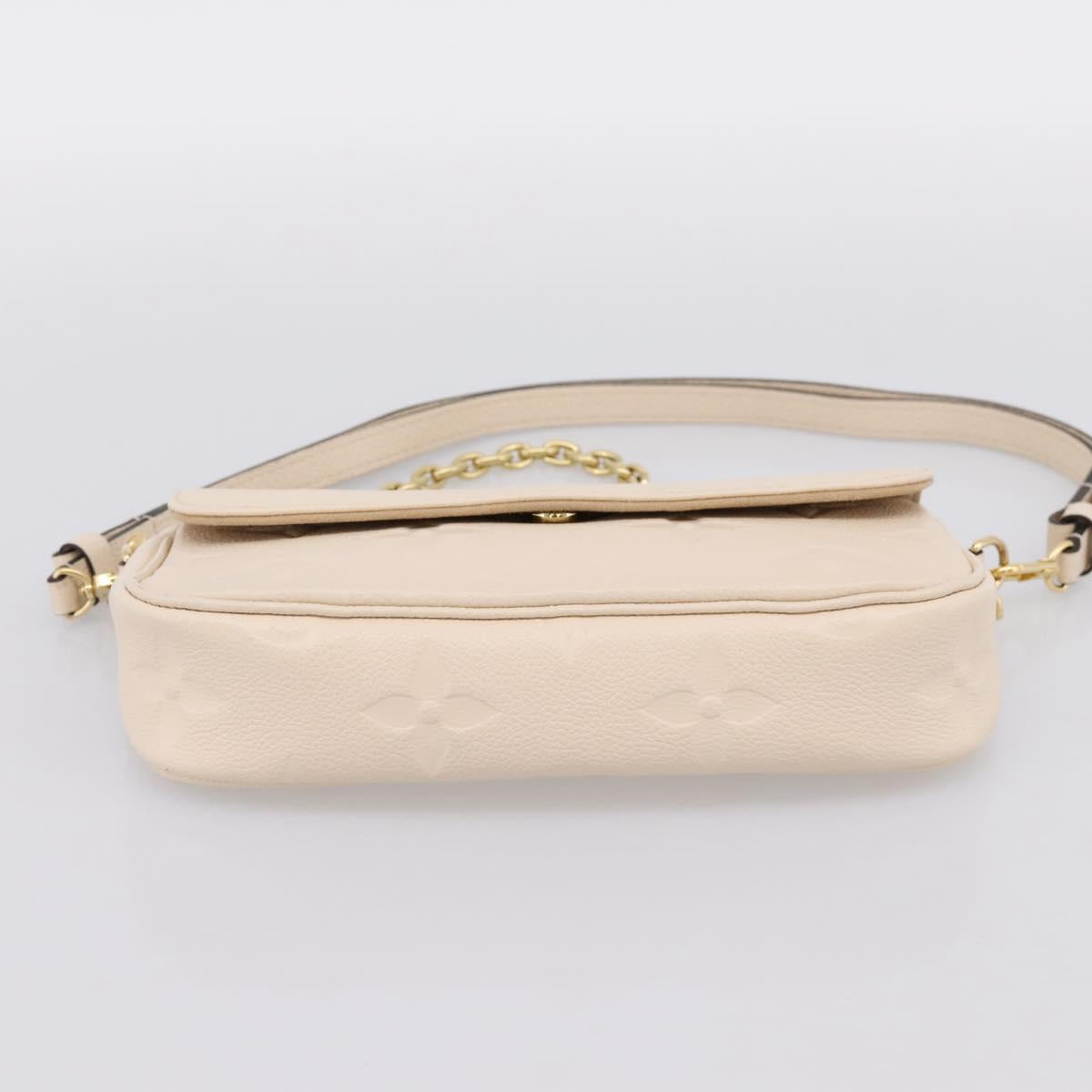 LOUIS VUITTON Monogram Empreinte Wallet on Chain Ivy White M82210 Auth ka6099V