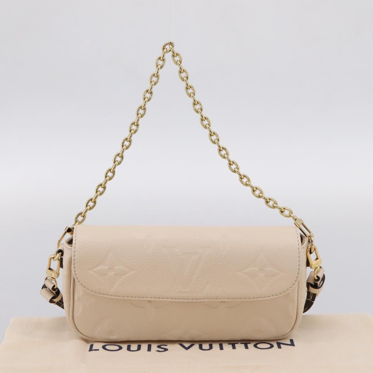 LOUIS VUITTON Monogram Empreinte Wallet on Chain Ivy White M82210 Auth ka6099V