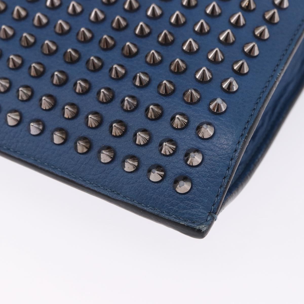 Christian Louboutin Hand Bag Leather Blue Silver Auth ka6102