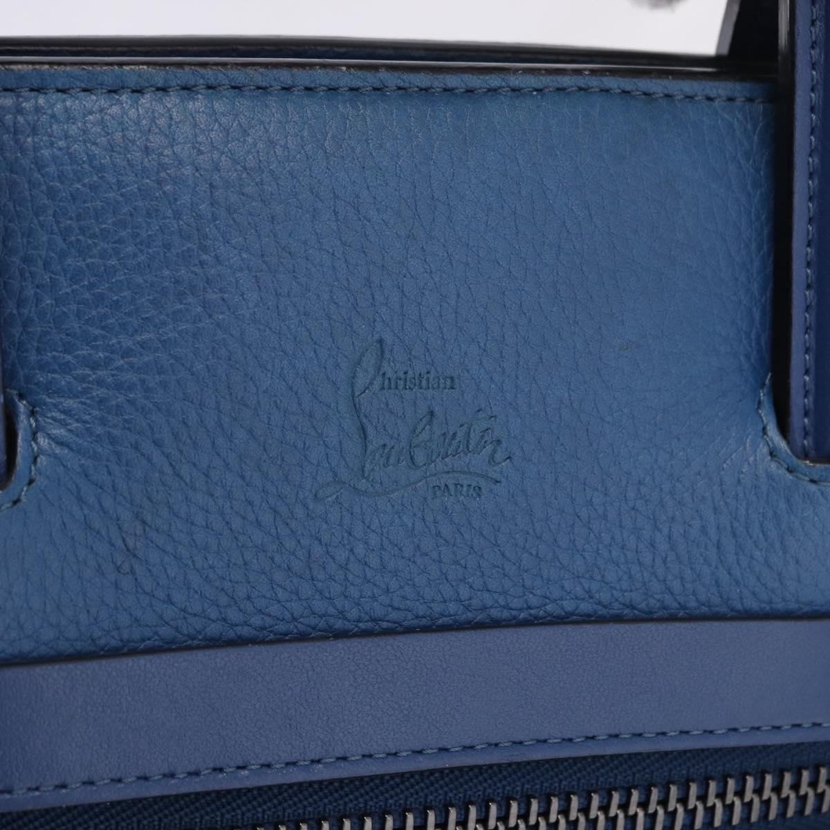 Christian Louboutin Hand Bag Leather Blue Silver Auth ka6102