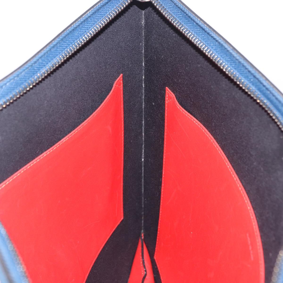 Christian Louboutin Hand Bag Leather Blue Silver Auth ka6102