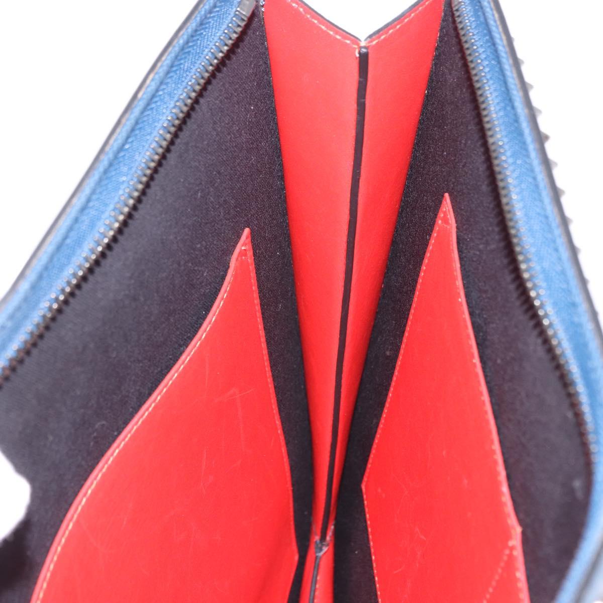 Christian Louboutin Hand Bag Leather Blue Silver Auth ka6102