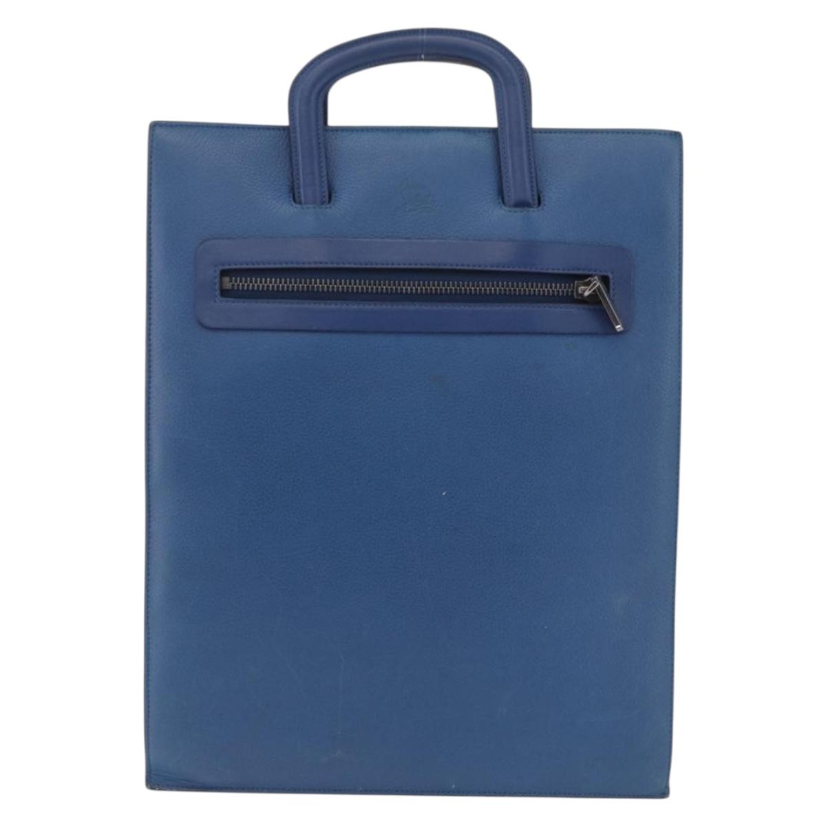 Christian Louboutin Hand Bag Leather Blue Silver Auth ka6102