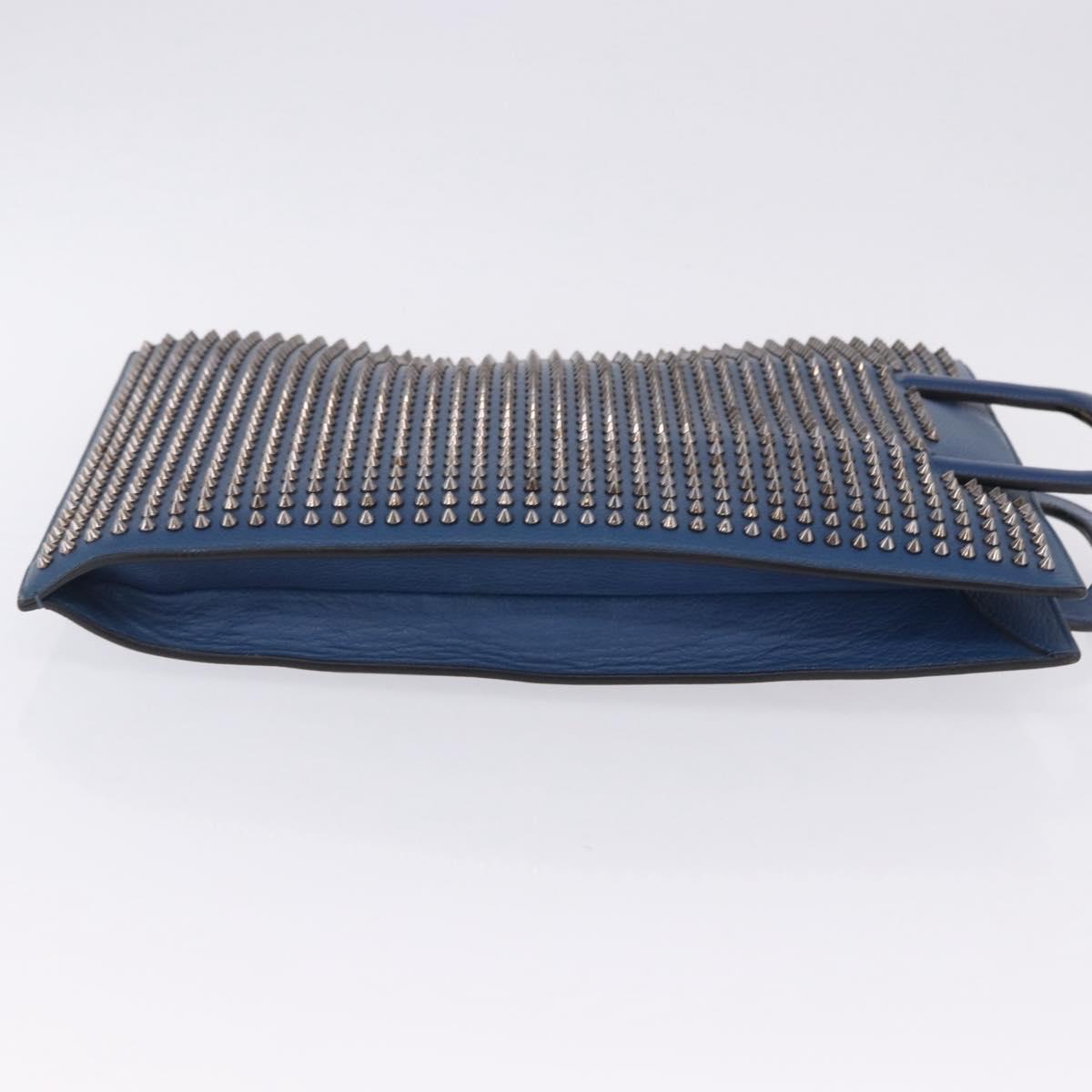 Christian Louboutin Hand Bag Leather Blue Silver Auth ka6102