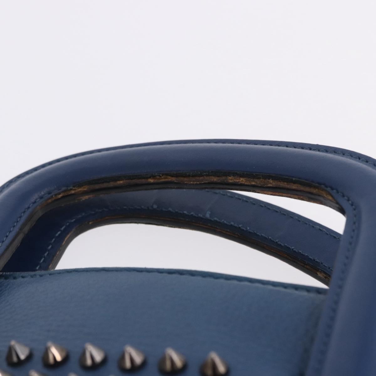 Christian Louboutin Hand Bag Leather Blue Silver Auth ka6102