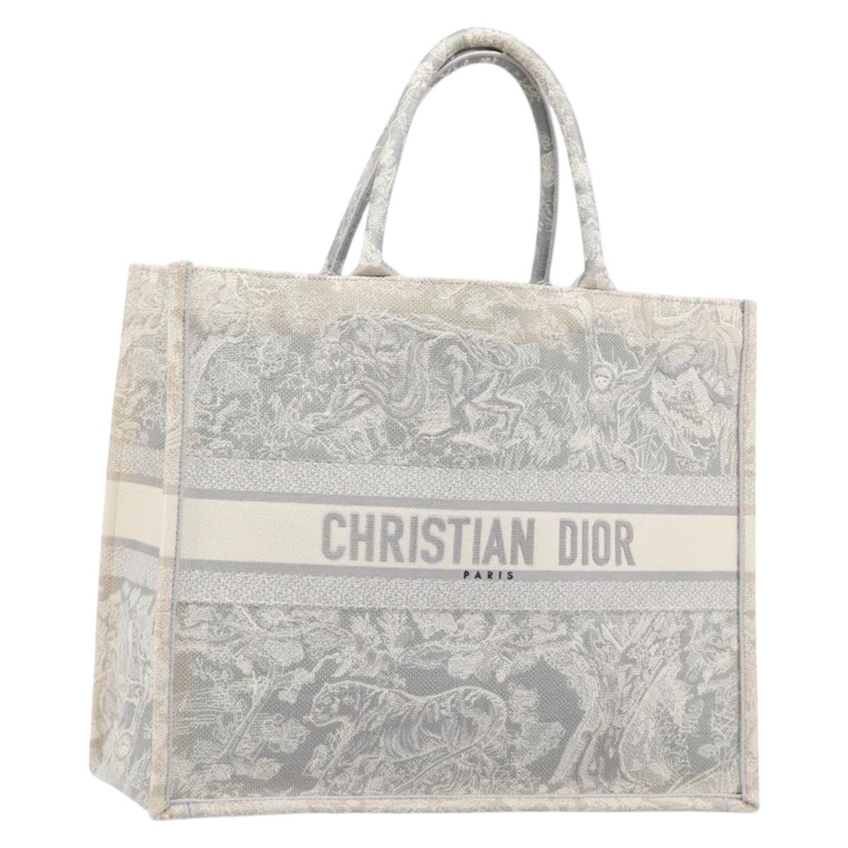Christian Dior Toile de Jui Book Tote Bag Canvas Gray Auth ka6103