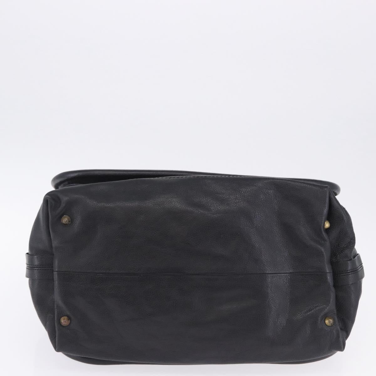 Chloe Paraty Hand Bag Leather Black Gold Tone Auth ka6106