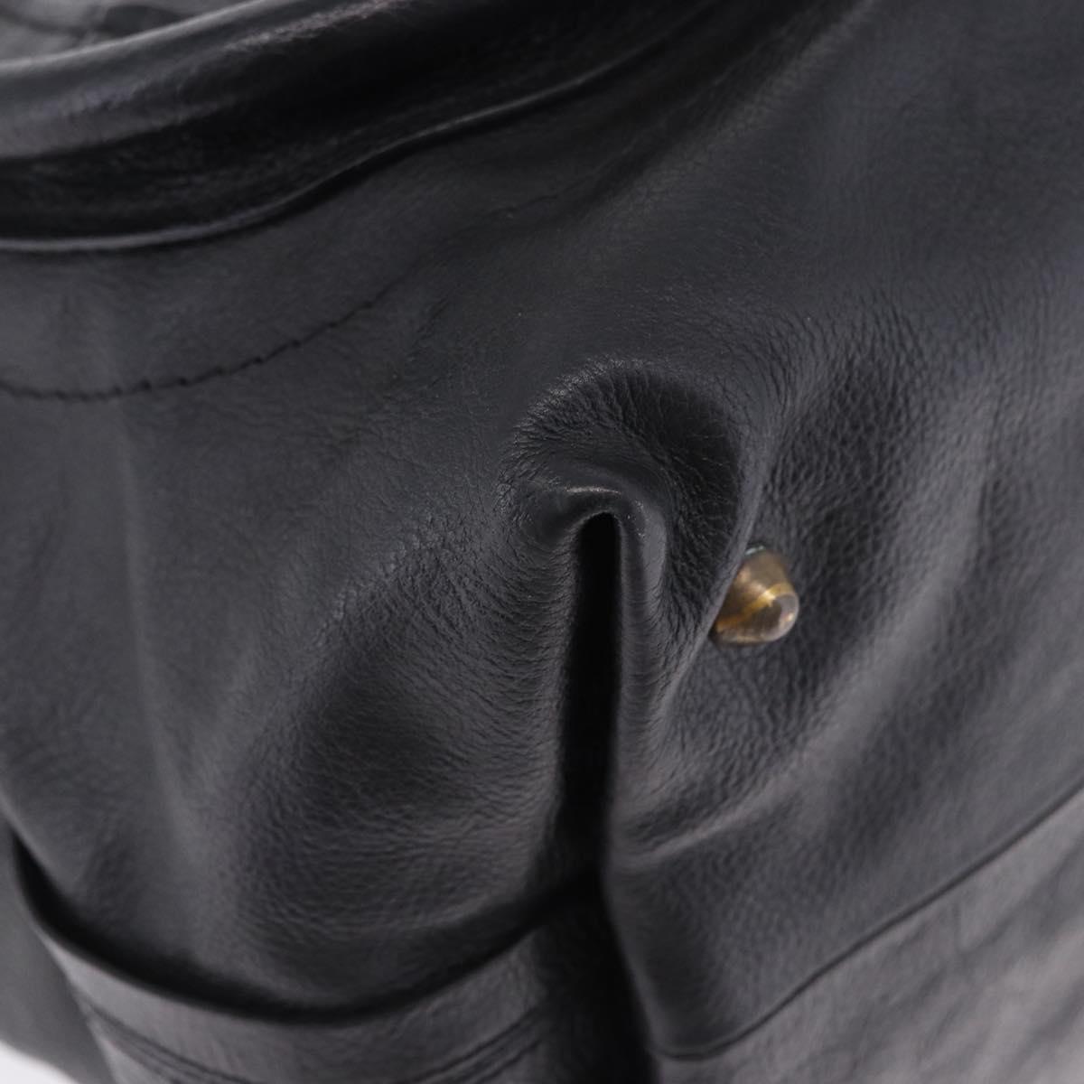 Chloe Paraty Hand Bag Leather Black Gold Tone Auth ka6106