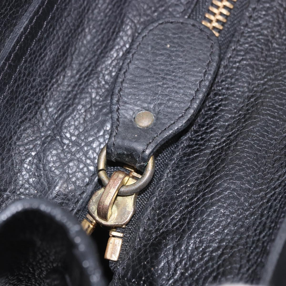 Chloe Paraty Hand Bag Leather Black Gold Tone Auth ka6106