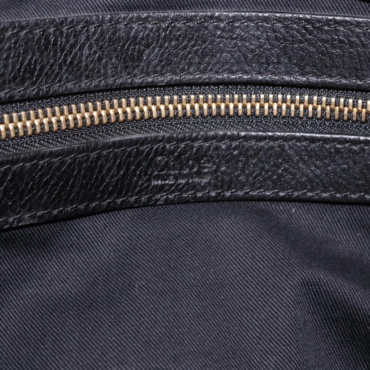 Chloe Paraty Hand Bag Leather Black Gold Tone Auth ka6106