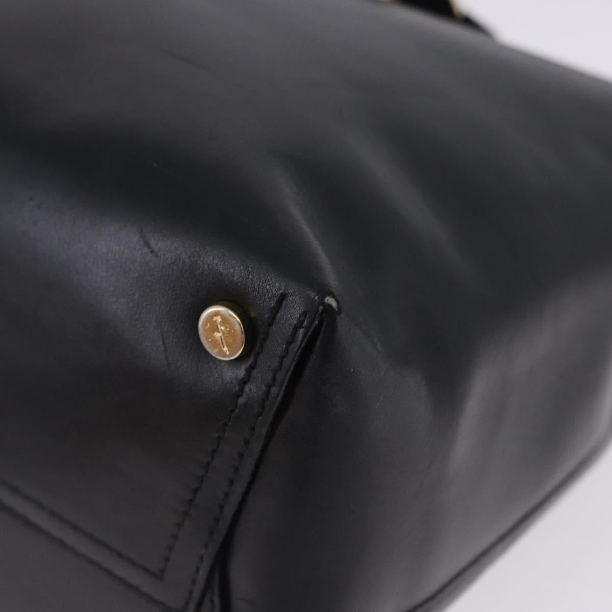 Salvatore Ferragamo Vala Shoulder Bag Leather Black Gold Tone Auth ka6109
