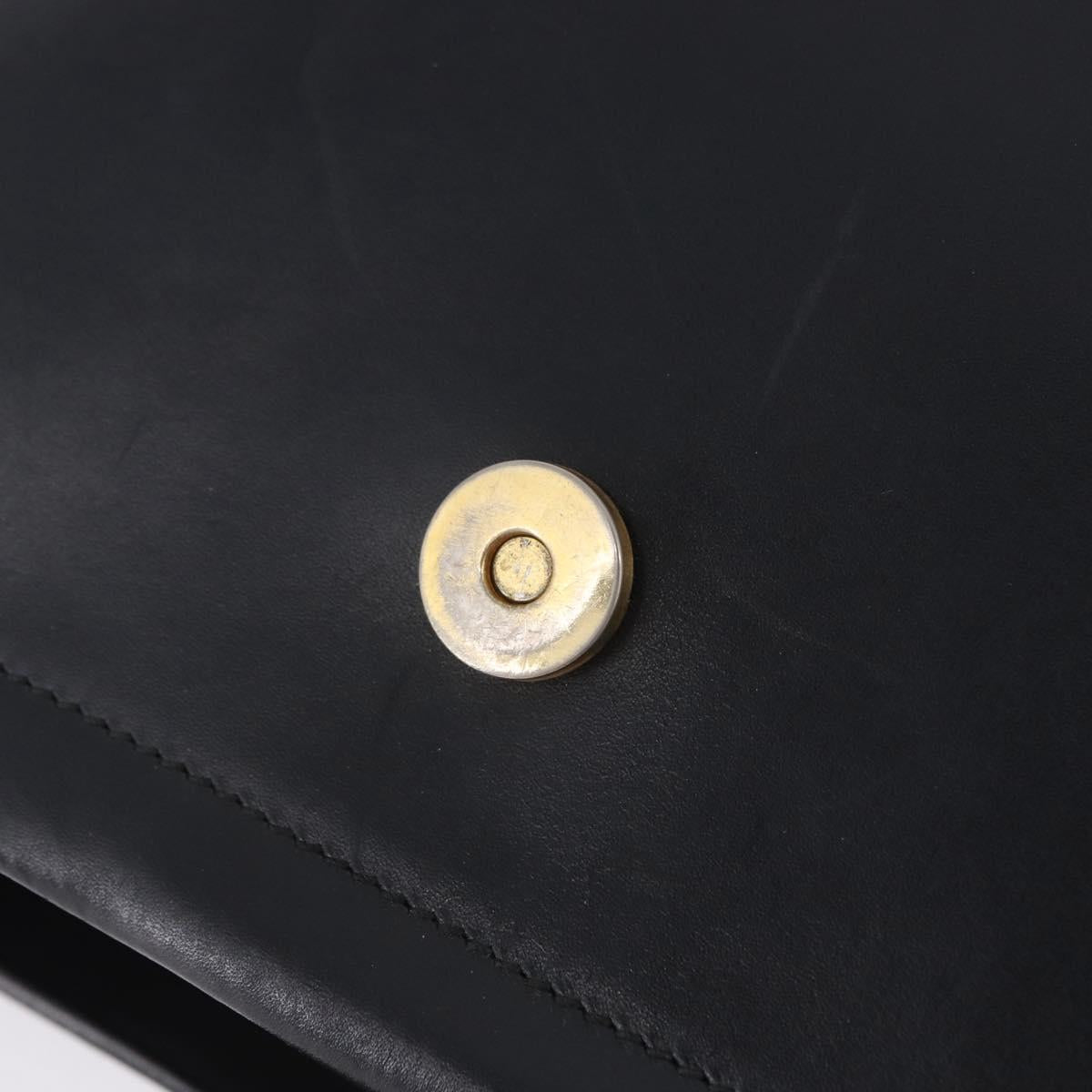 Salvatore Ferragamo Vala Shoulder Bag Leather Black Gold Tone Auth ka6109