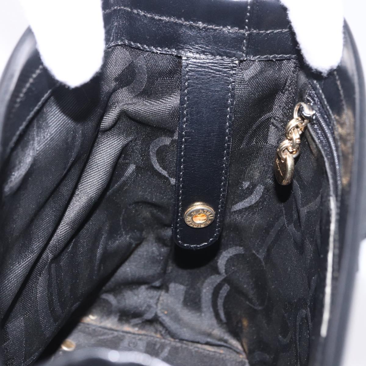 Salvatore Ferragamo Vala Shoulder Bag Leather Black Gold Tone Auth ka6109
