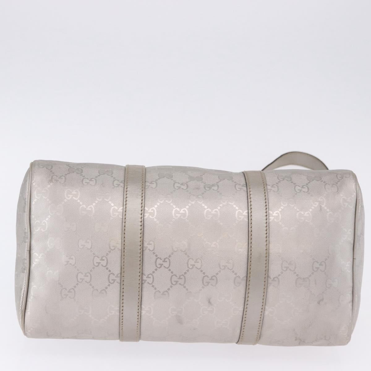 GUCCI GG Implementation Hand Bag PVC Leather 2way Silver 203696 Auth ka6110A